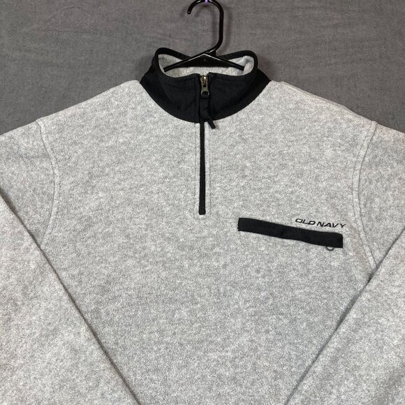 Old Navy Gray Quarter Zip Pullover Fleece Sweatshirt Chest Pocket Mens Size M - Picture 3 of 9